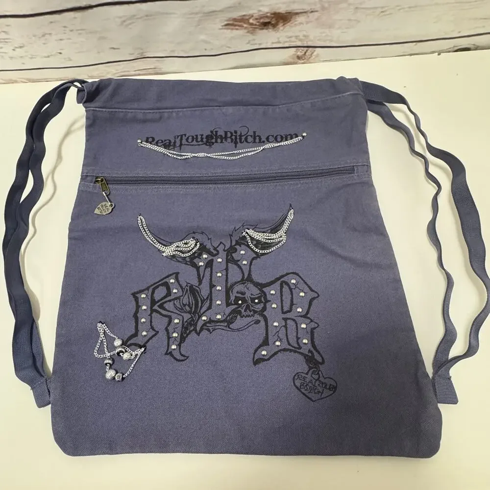 Authentic Pigment Canvas RTB Real Tough B itch Cinch Sack Biker Backpack